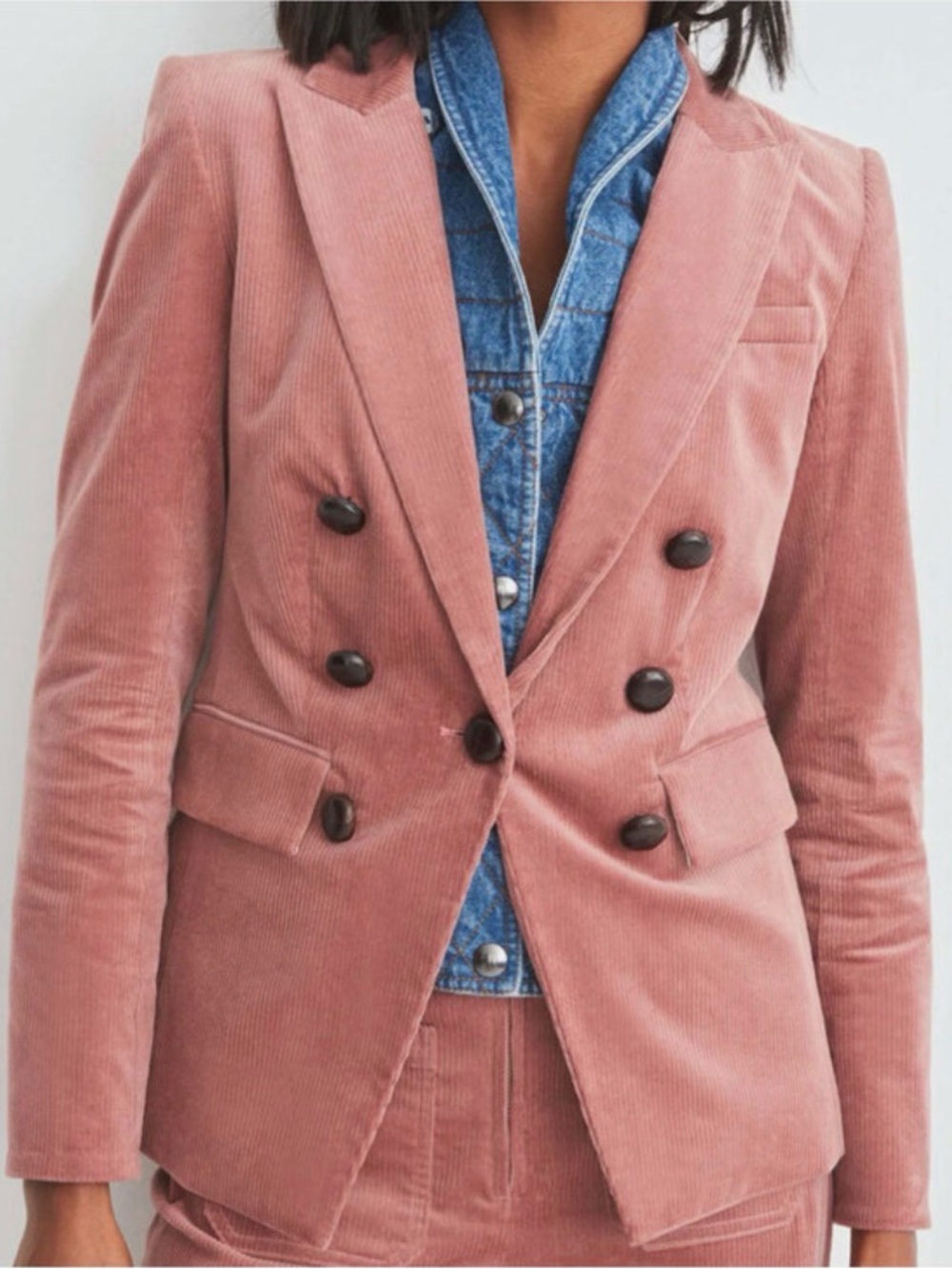 VERONICA BEARD Lawrence Dickey Jacket Blazer Corduroy Double-Breast Mauve Size 2